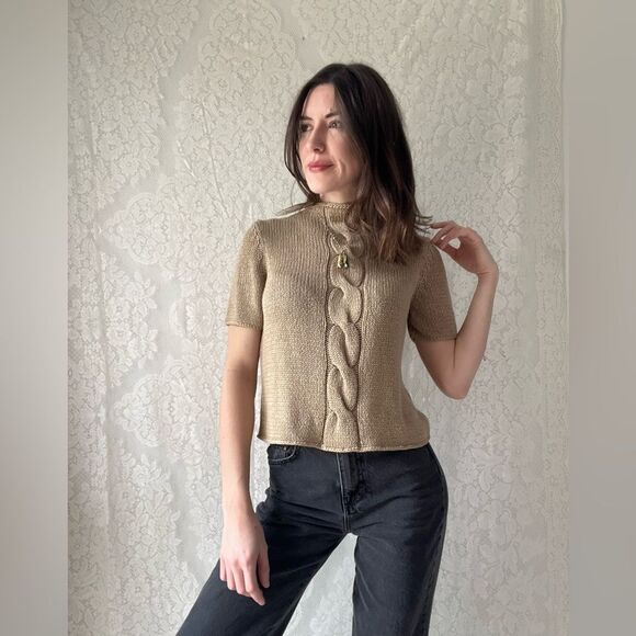 Vintage 90s Norton Studio Mock Neck Knit Sweater Top – Tagged Petite Medium - Picture 6 of 10